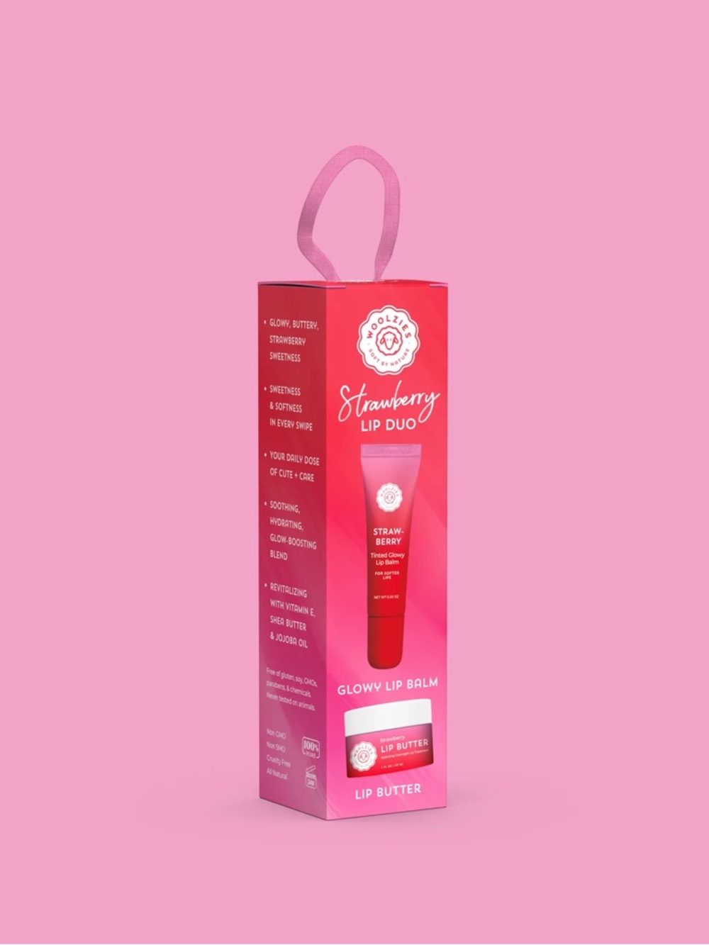 Woolzies Strawberry Lip Duo - Glowy Lip Balm & Lip Butter